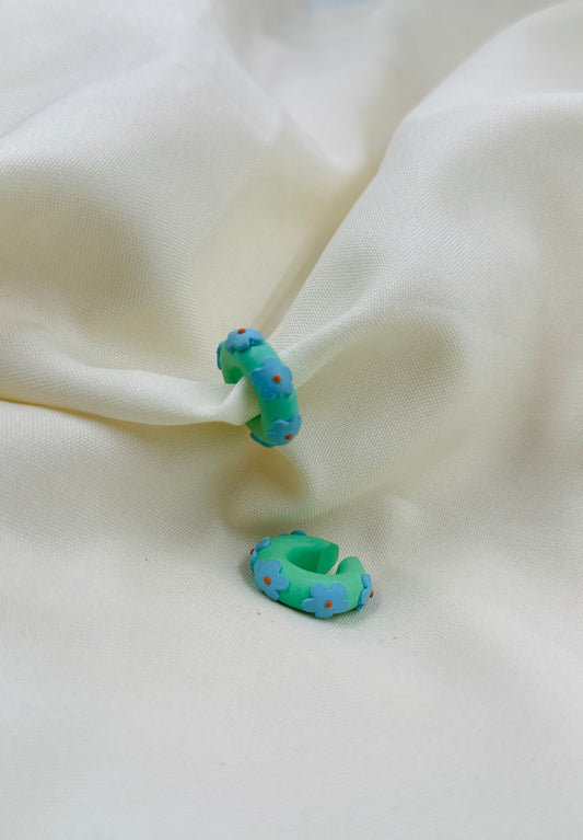 Ear cuff flores azul